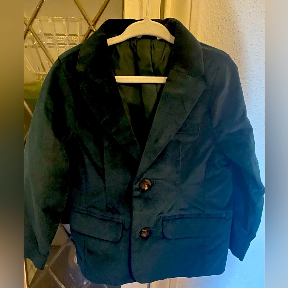 Green Velvet blazer toddler 3T